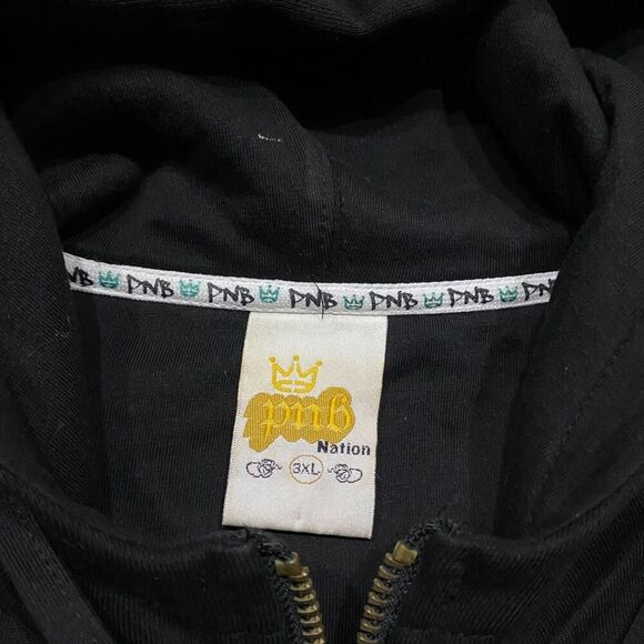 PNB Nation Vintage Y2K Hip-Hop Streetwear Full Zip Black Hoodie Men's Size 3XL - Picture 7 of 9